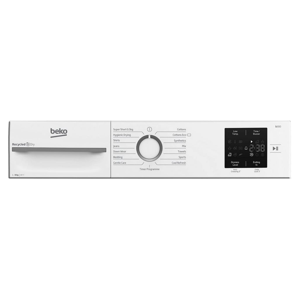 Beko BMN3T3823W 8kg, Sensor Dry, Freestanding Heat Pump Tumble Dryer, White image 1