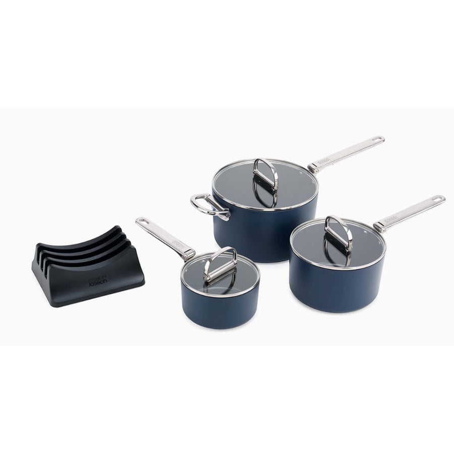 Joseph Joseph Space Folding Handle Ceramic Non-stick 3-piece Blue Saucepan Set - 45049 image 0