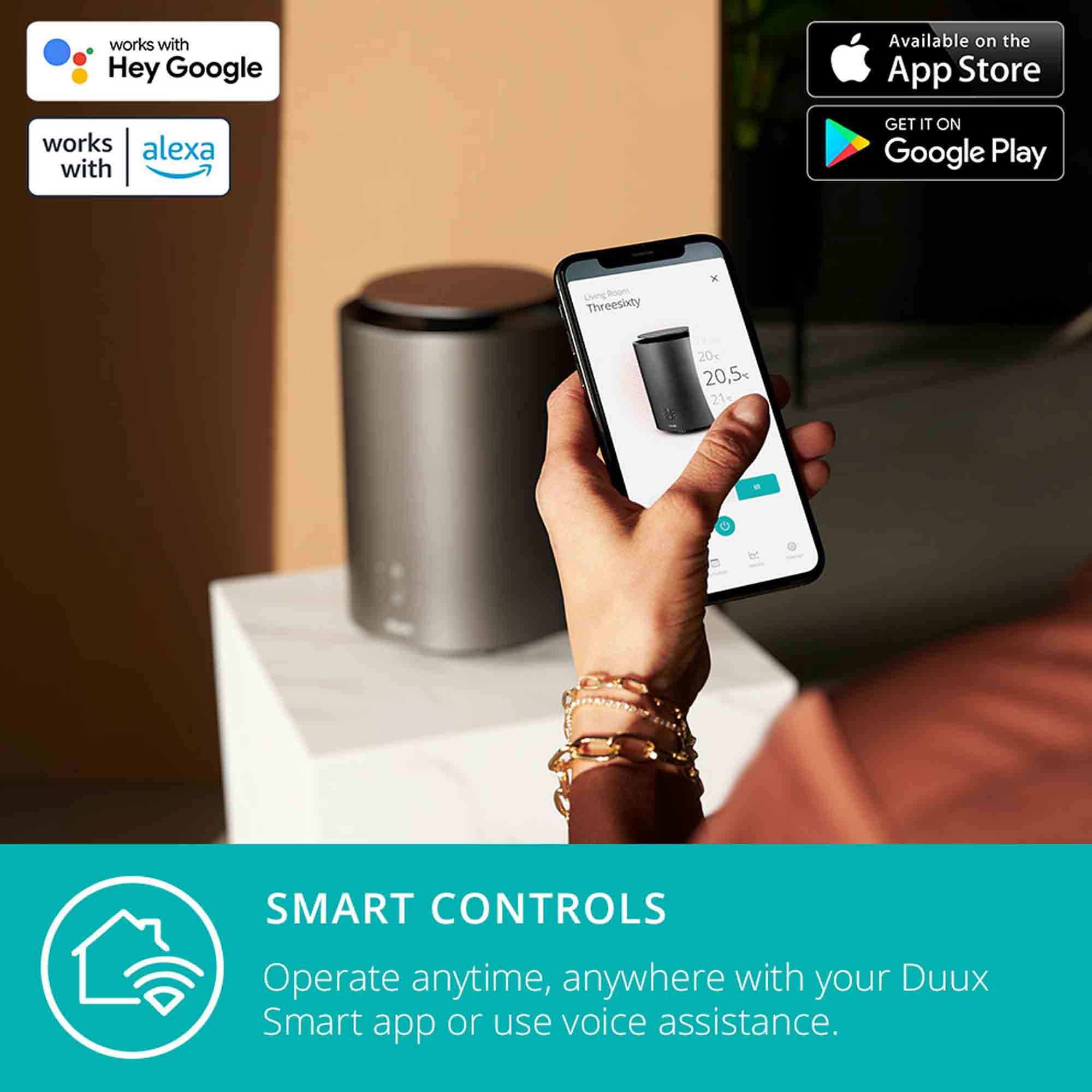 Duux Threesixty 2 Smart Fan + Heater in Grey - DXCH09UK image 2