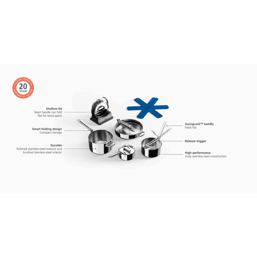 Joseph Joseph Space™ Steel Folding Handle 5-Piece Cookware Set – 1000032 image 3