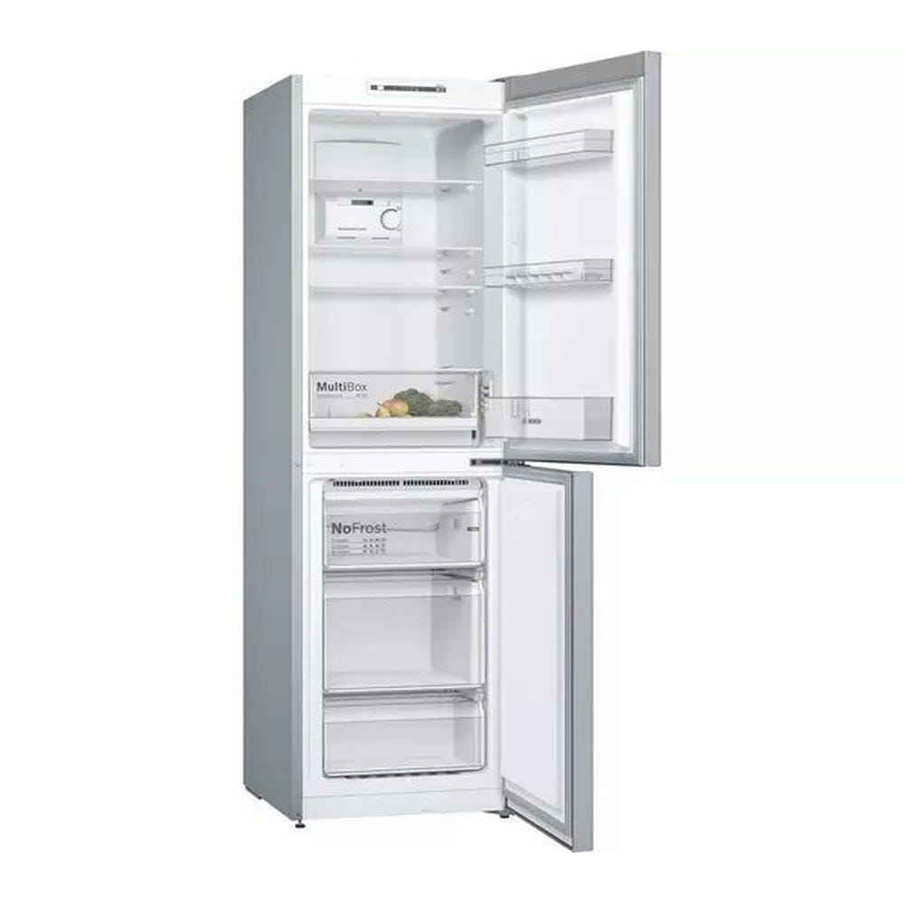 Bosch KGN34NLEAG 186cm Tall Fridge Freezer, 193L Fridge, 105L Freezer, 60cm Wide, NoFrost, Silver image 1