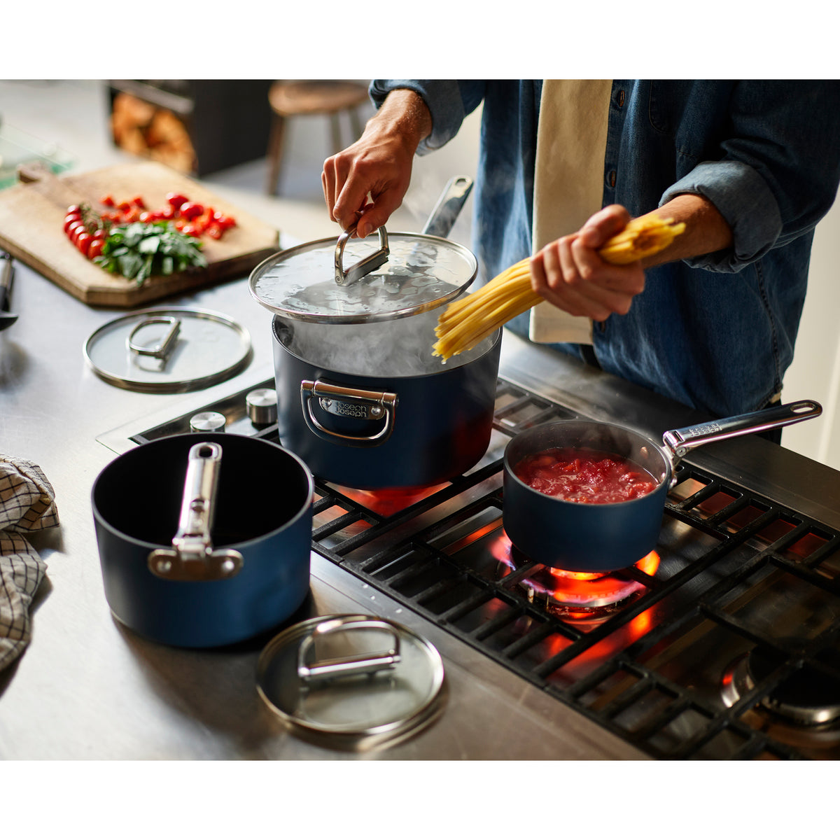 Joseph Joseph Space Folding Handle Non-Stick 5-Piece Blue Cookware Set - 1000073