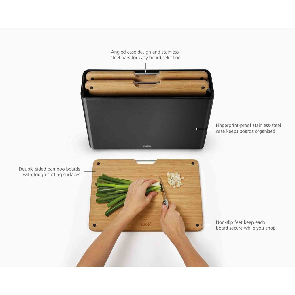 Joseph Joseph Folio Steel 3 Piece Chopping Board Set in Bamboo – 1000077