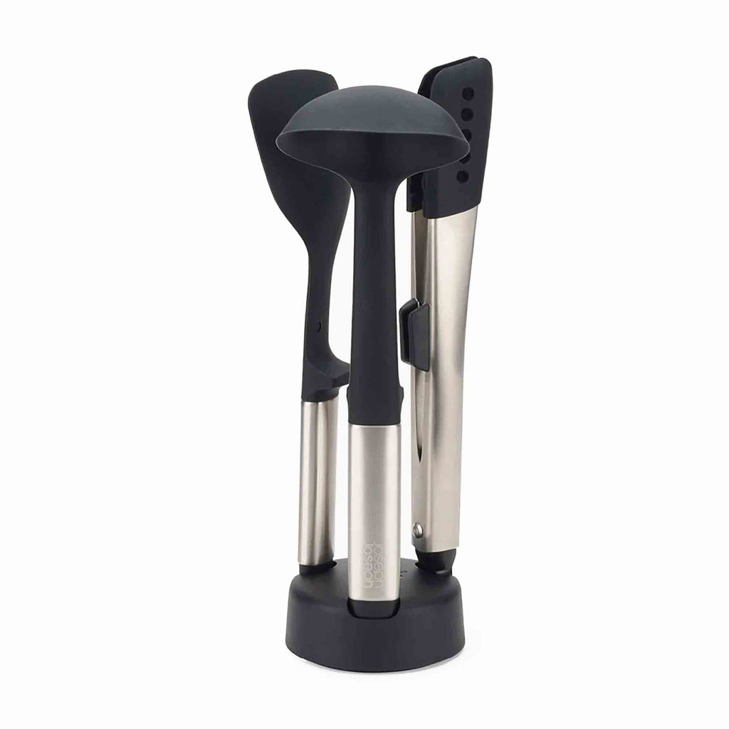 Joseph Joseph Elevate™ Fusion 3-Piece Stainless-Steel Utensil Set with Compact Stand – 10569