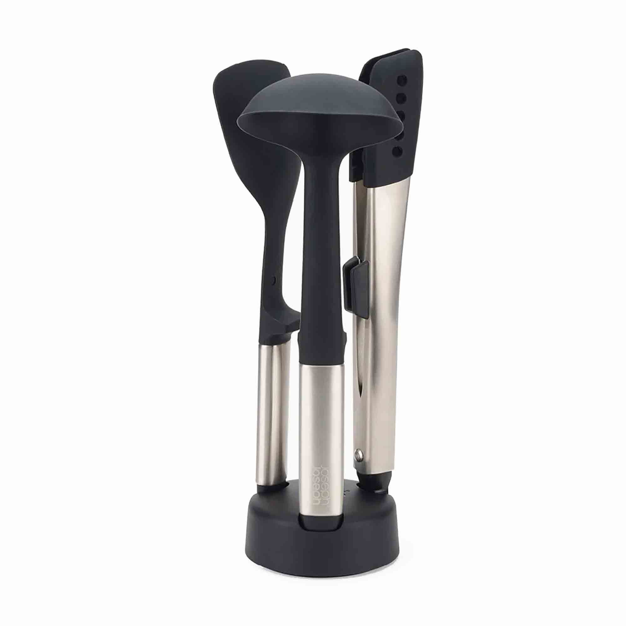 Joseph Joseph Elevate™ Fusion 3-Piece Stainless-Steel Utensil Set with Compact Stand – 10569