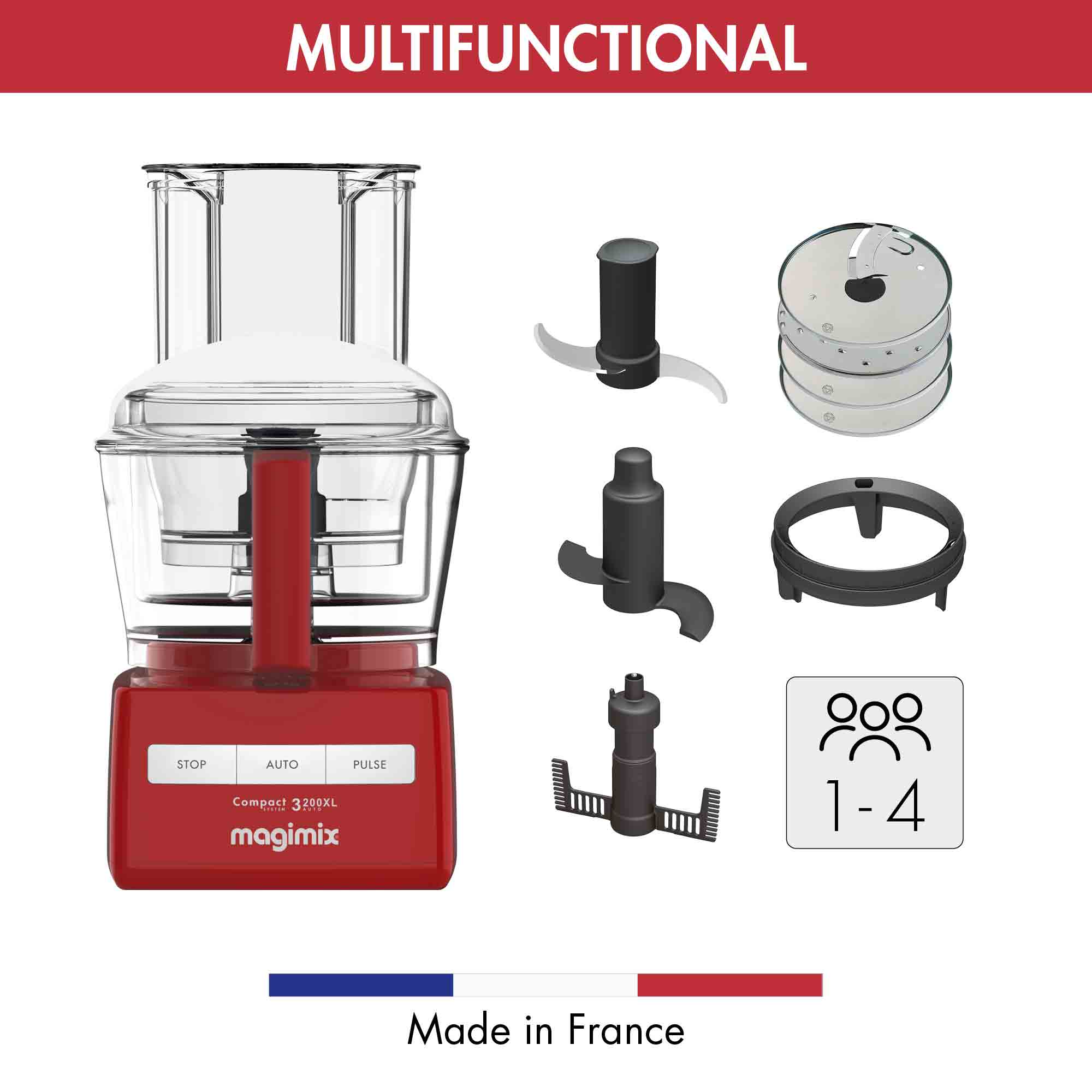 Magimix 3200XL Food Processor in Red - 18374 image 2
