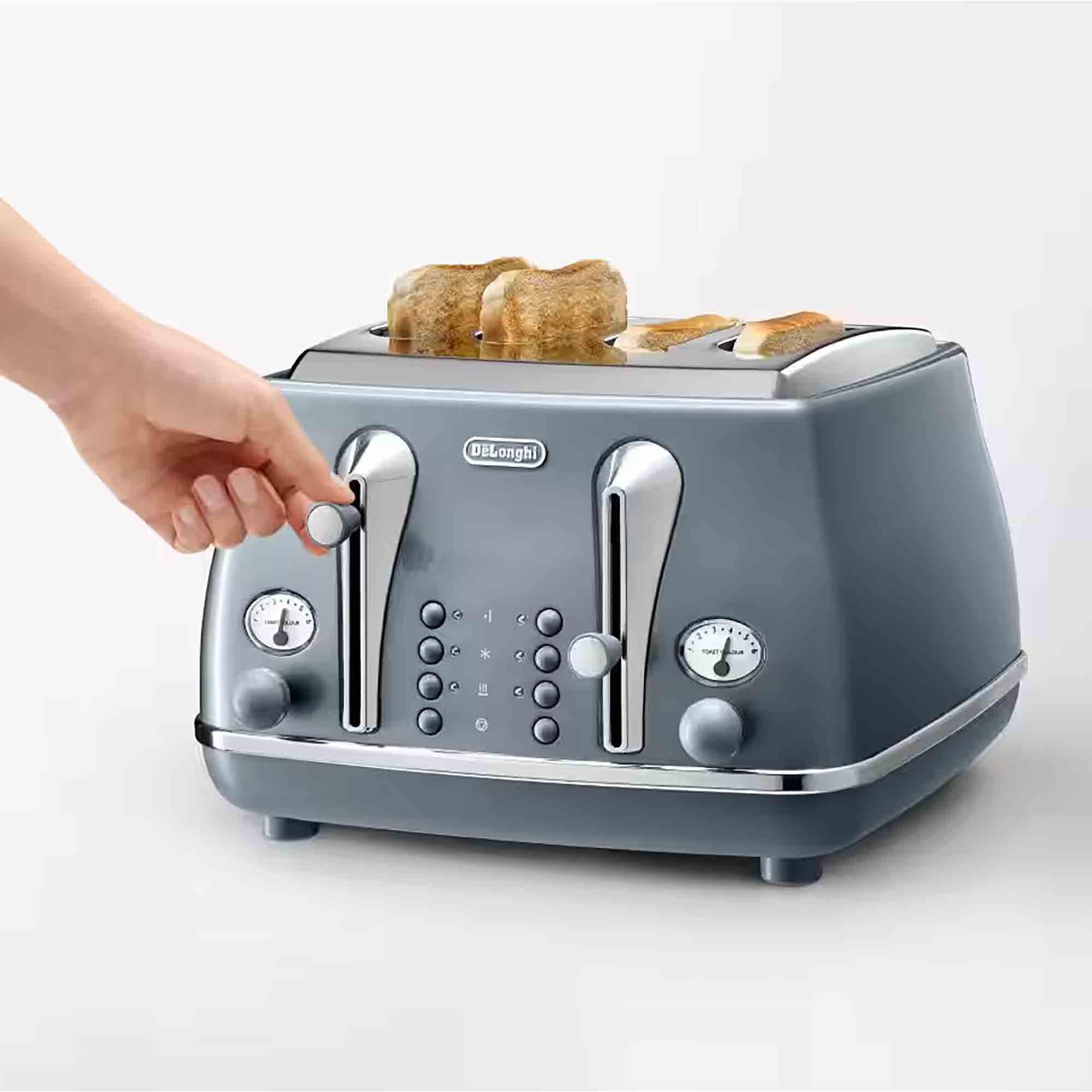 Delonghi Icona Metallics 4 Slice Toaster in Blue - CTOT4003AZ image 1