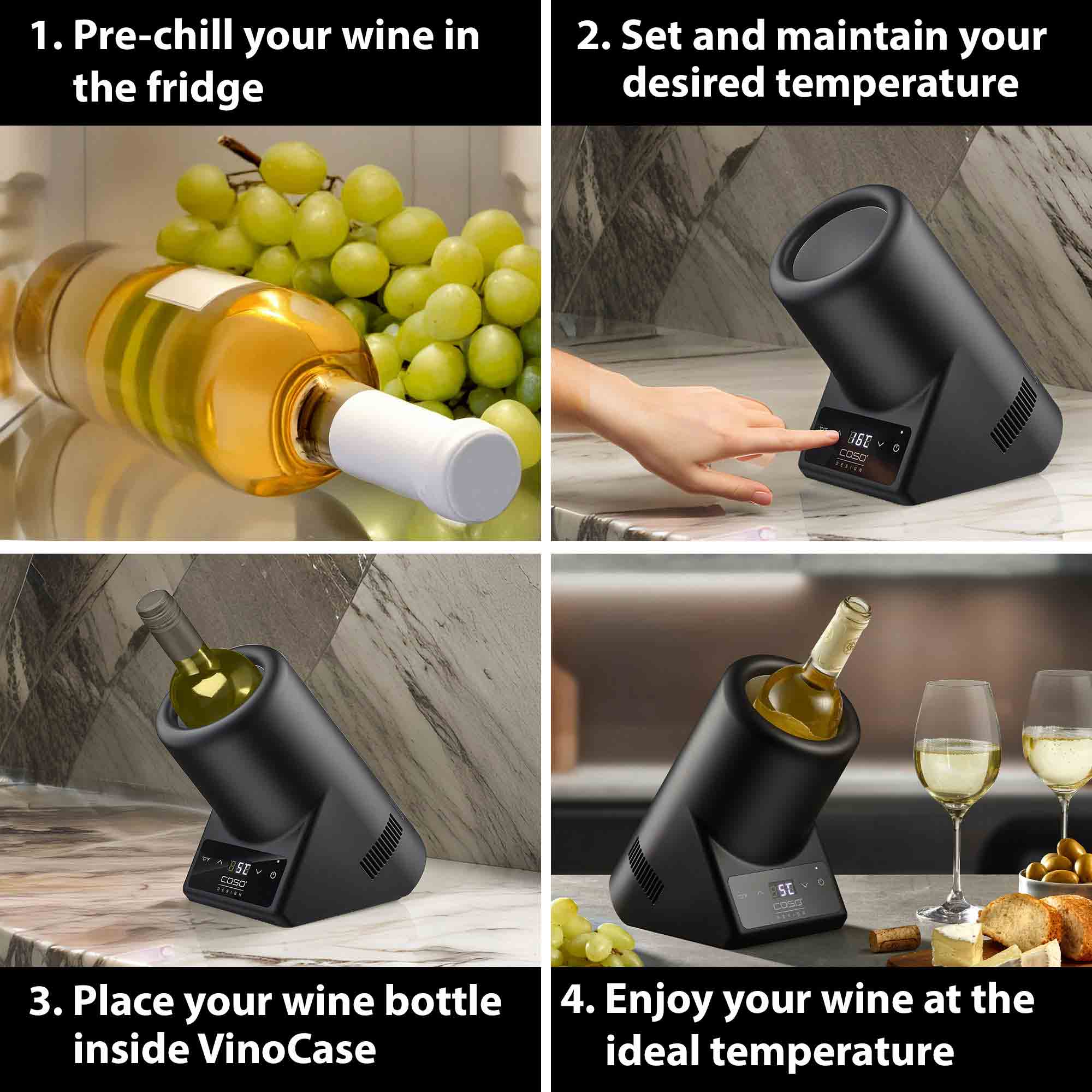 Caso Design Tabletop Wine Cooler in Black - 00615 image 6