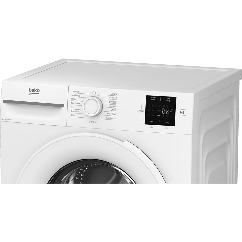 Beko BMN3WT3821W 8kg, 1200 Spin Freestanding Washing Machine with Quick Wash, White image 1