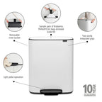 Brabantia Bo 60L Single Compartment Pedal Bin - White (211300)