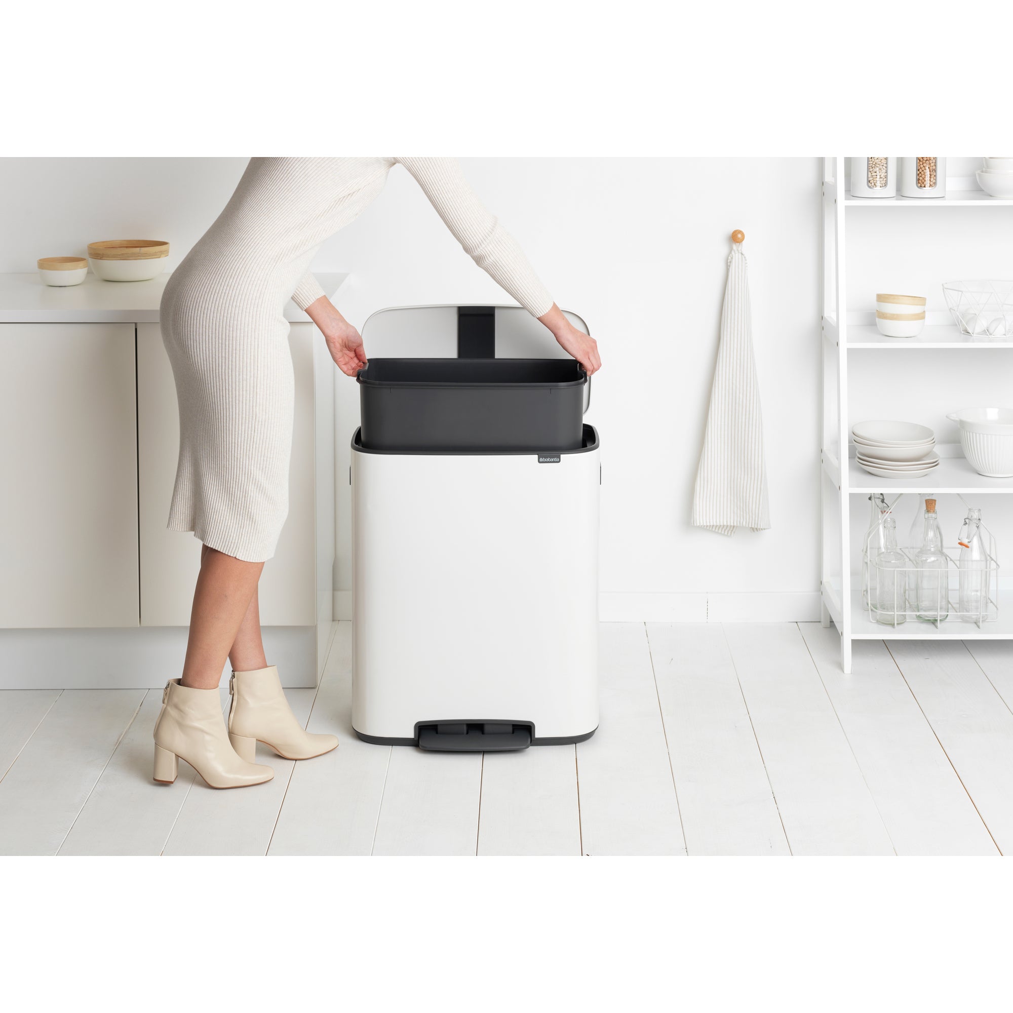 Brabantia Bo 60L Single Compartment Pedal Bin - White (211300)