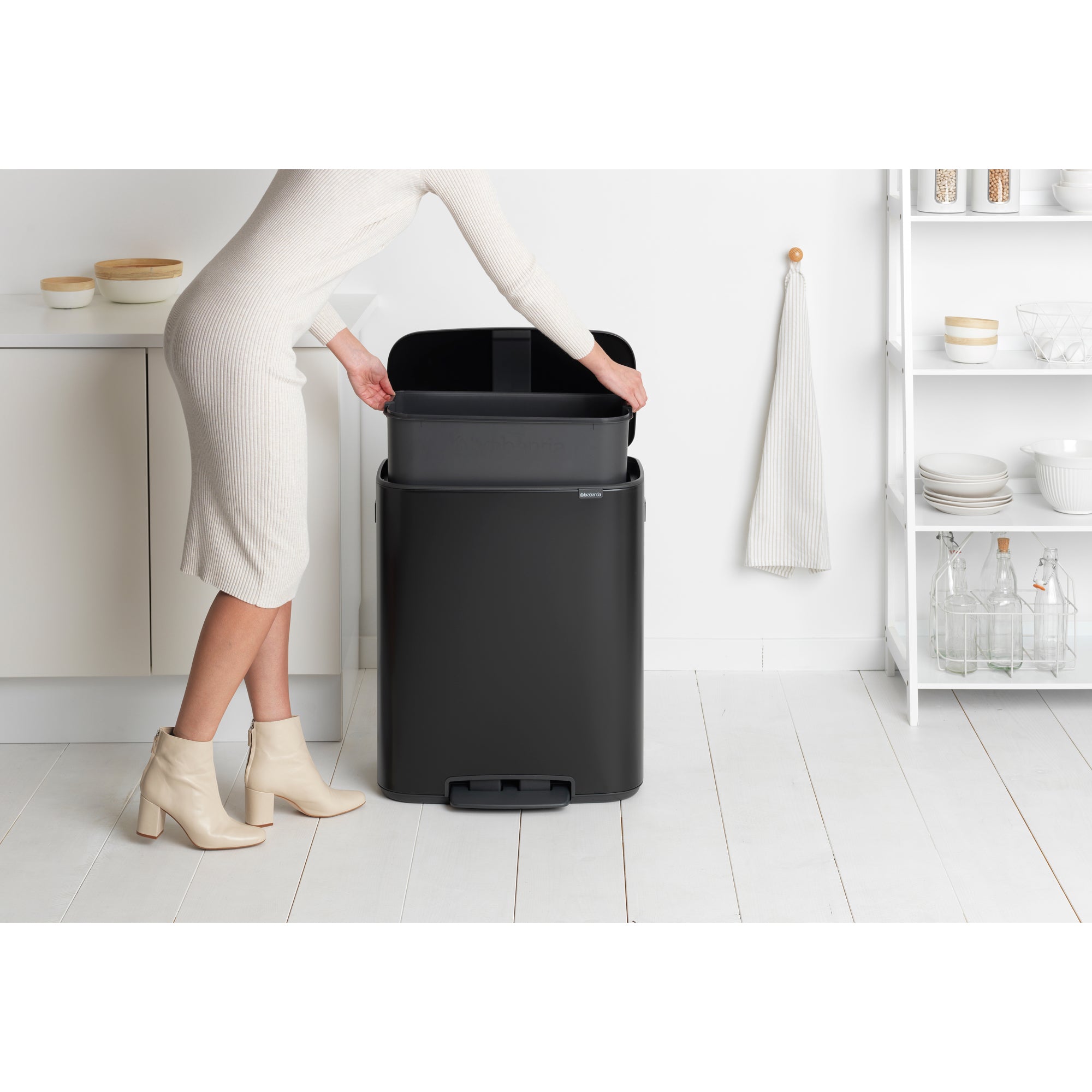 Brabantia Bo 60L Single Compartment Pedal Bin - Matt Black (211362)