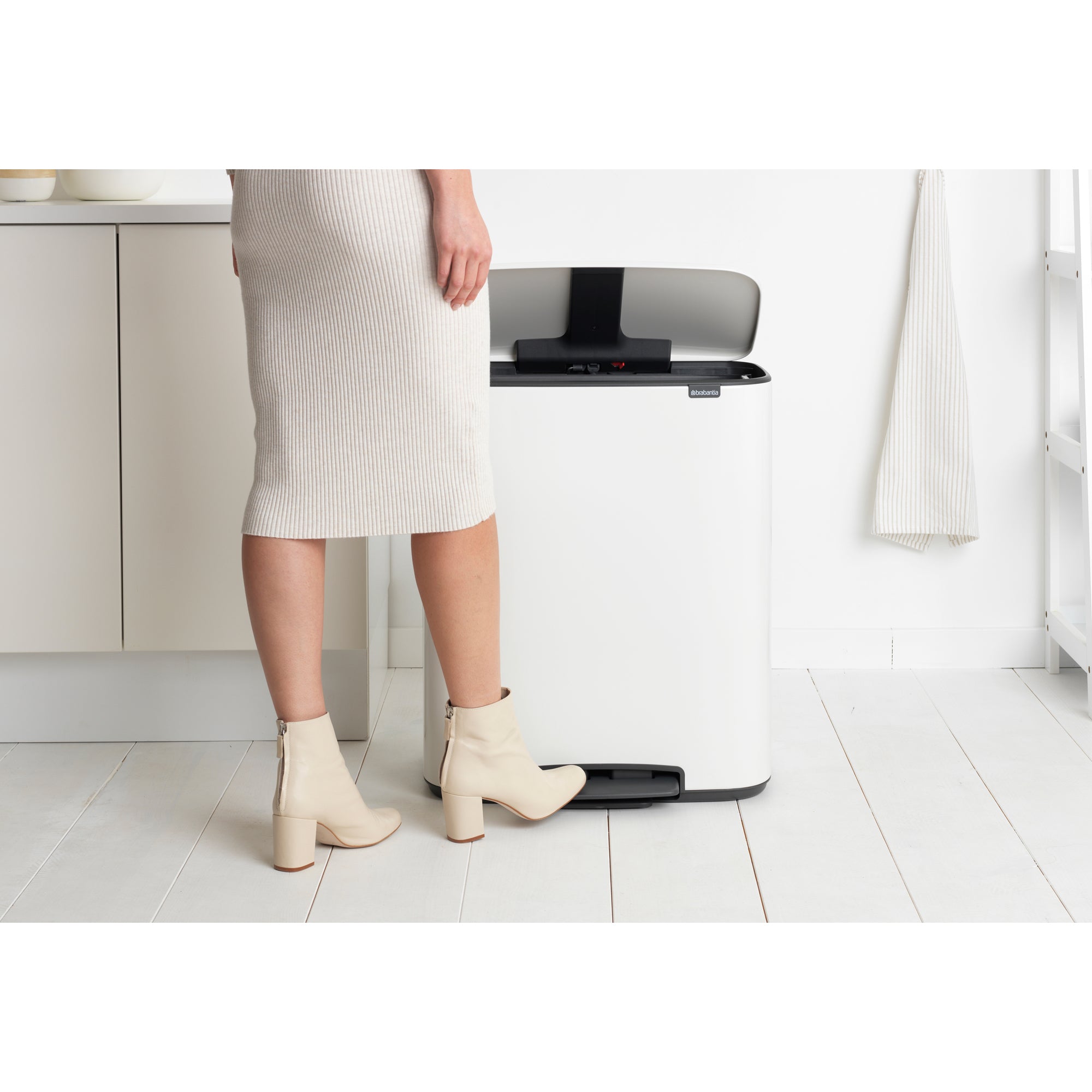 Brabantia Bo 2 x 30L Dual Compartment Pedal Bin - White (211447)