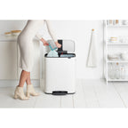 Brabantia Bo 2 x 30L Dual Compartment Pedal Bin - White (211447)