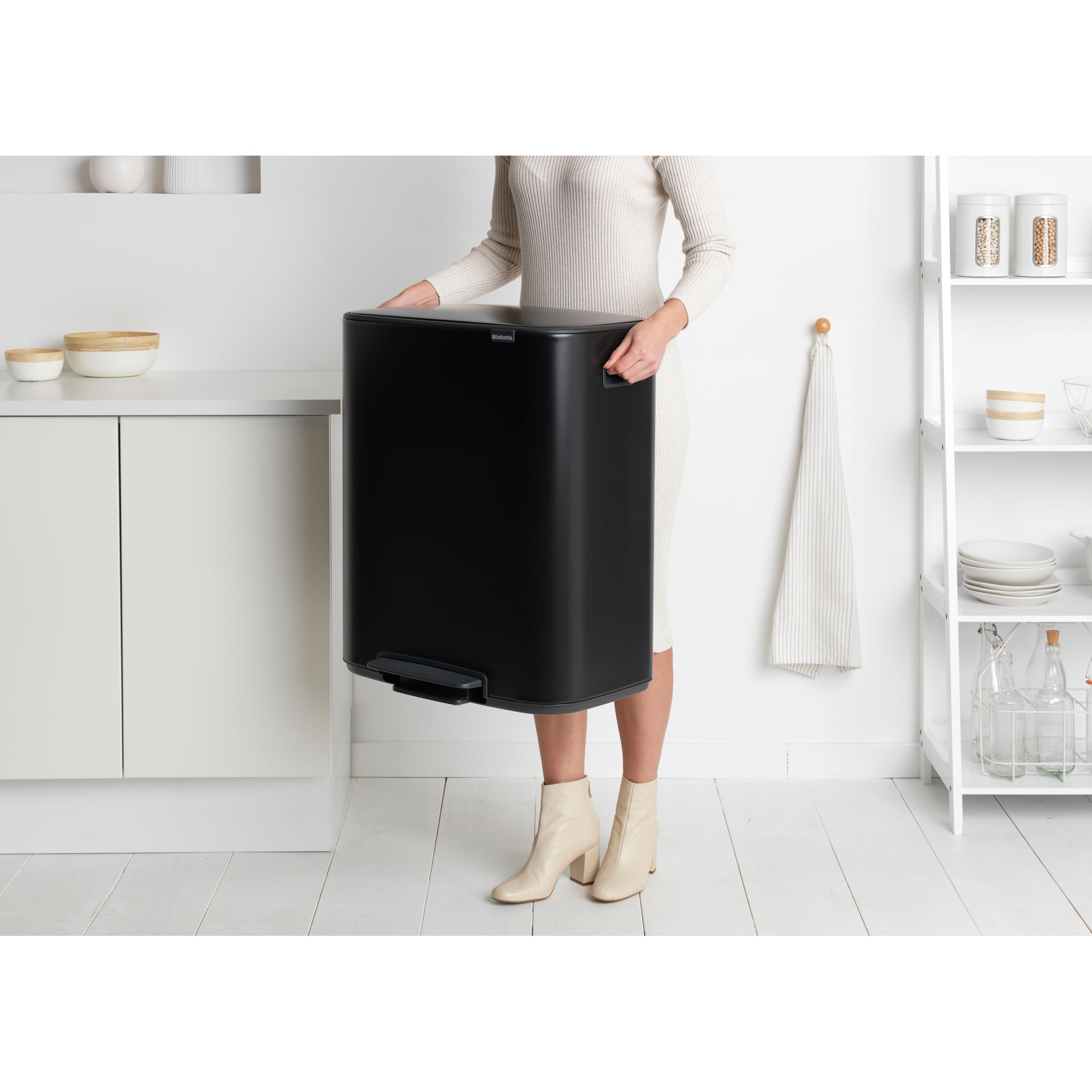 Brabantia Bo 2 x 30L Dual Compartment Pedal Bin - Matt Black (211508)