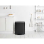 Brabantia Bo 2 x 30L Dual Compartment Pedal Bin - Matt Black (211508)