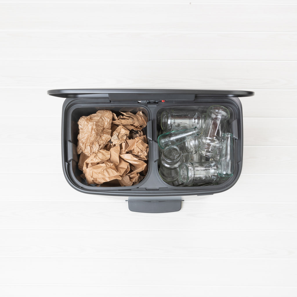 Brabantia Bo 2 x 30L Dual Compartment Pedal Bin - Matt Black (211508)