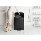 Brabantia Bo 2 x 30L Dual Compartment Pedal Bin - Matt Black (211508)
