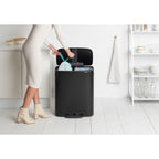 Brabantia Bo 2 x 30L Dual Compartment Pedal Bin - Matt Black (211508)