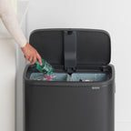 Brabantia Bo Touch Bin with 2 x 30L Compartments in Matt Black (221484)