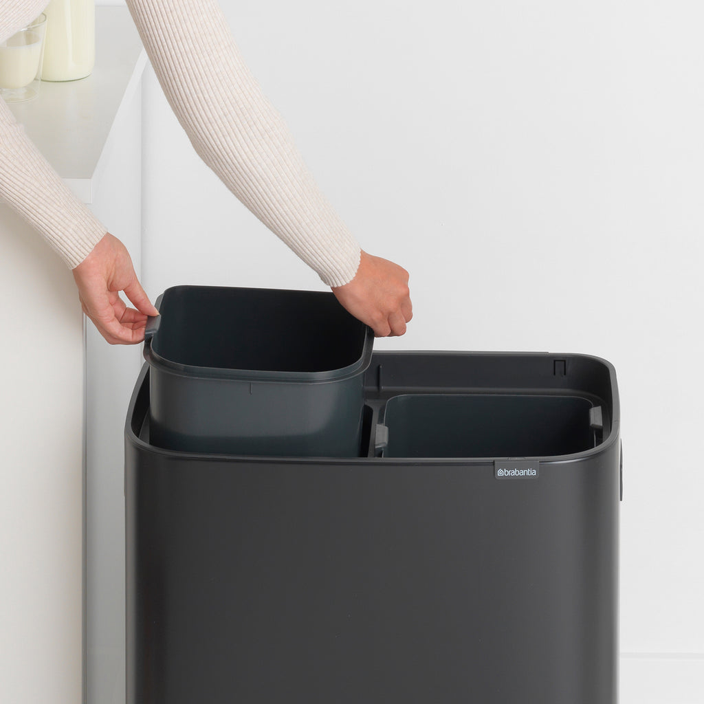 Brabantia Bo Touch Bin with 2 x 30L Compartments in Matt Black (221484)