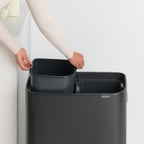 Brabantia Bo Touch Bin with 2 x 30L Compartments in Matt Black (221484)