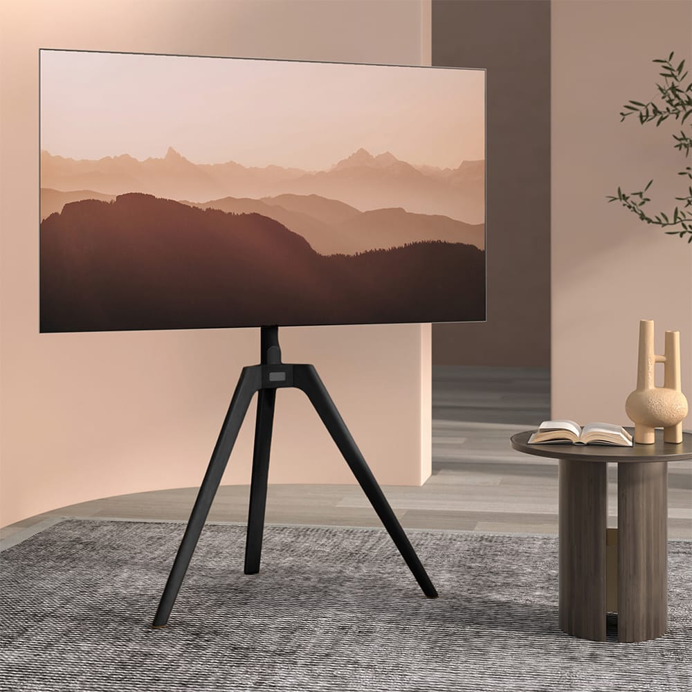 Ttap Tripod Floor TV Stand in Black Wood image 2