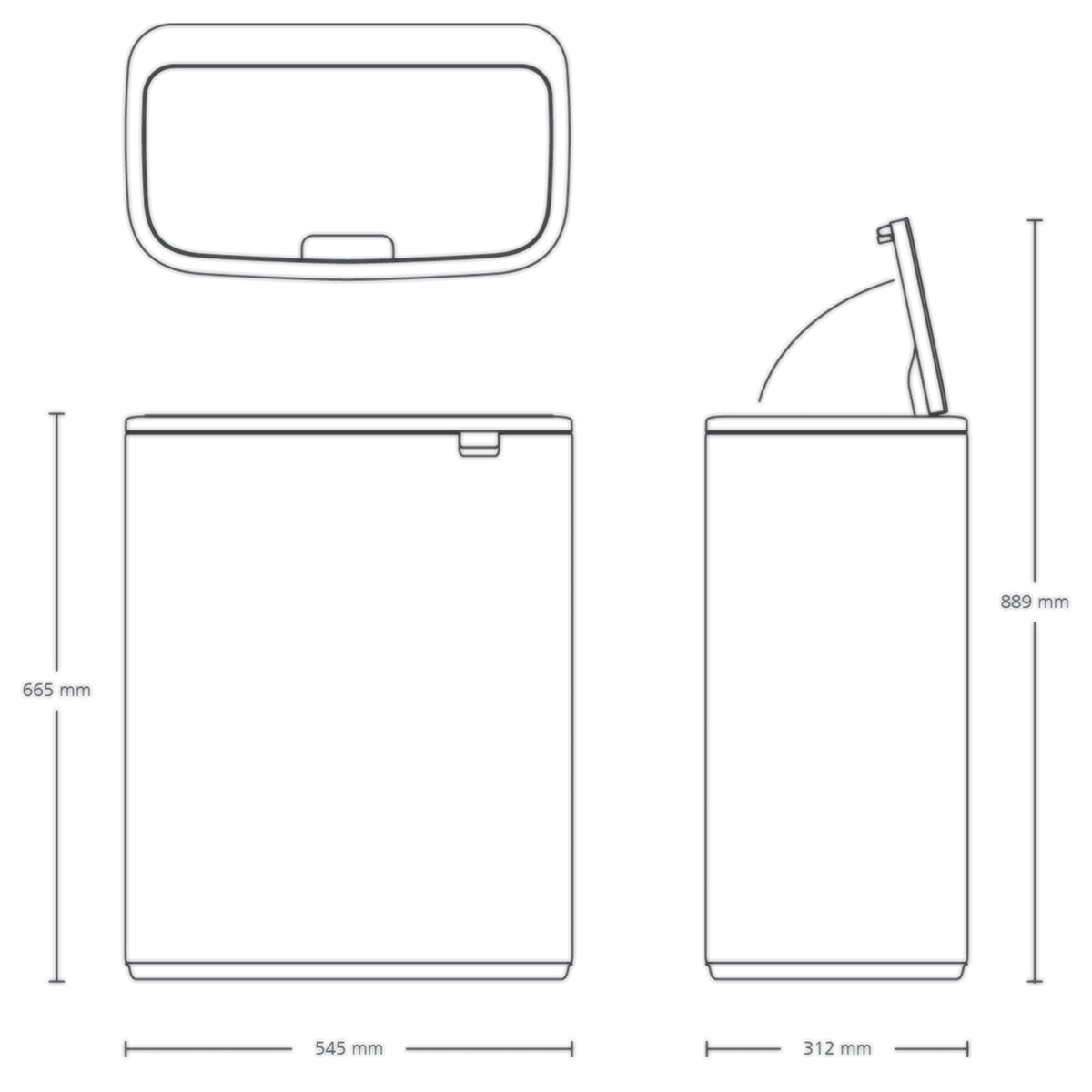 Brabantia Bo Touch Bin with 2 x 30L Compartments in Soft Grey (255045)