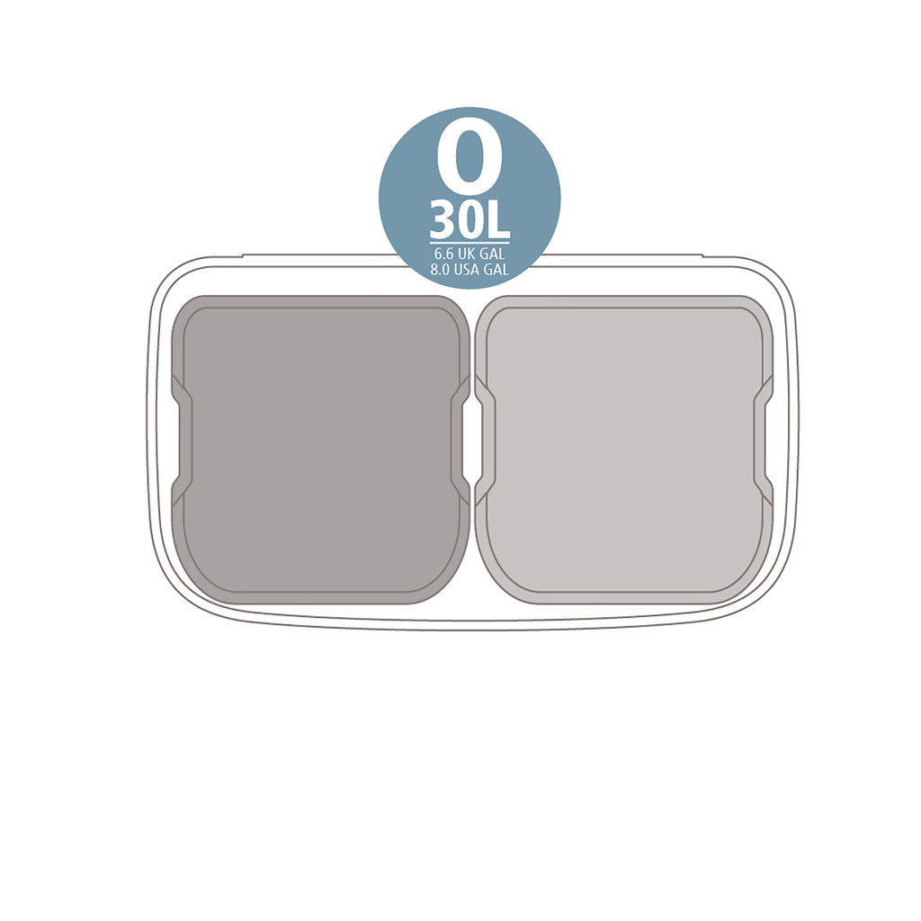 Brabantia Bo Touch Bin with 2 x 30L Compartments in Soft Grey (255045)