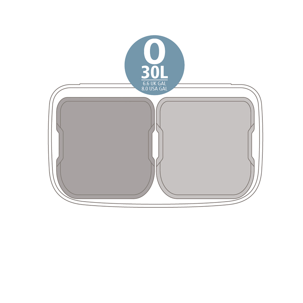 Brabantia Bo Touch Bin with 2 x 30L Compartments in Soft Grey (255045)