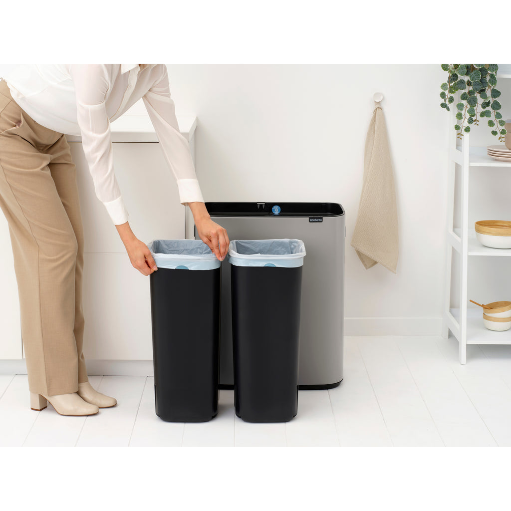 Brabantia Bo Touch Bin with 2 x 30L Compartments in Soft Grey (255045)