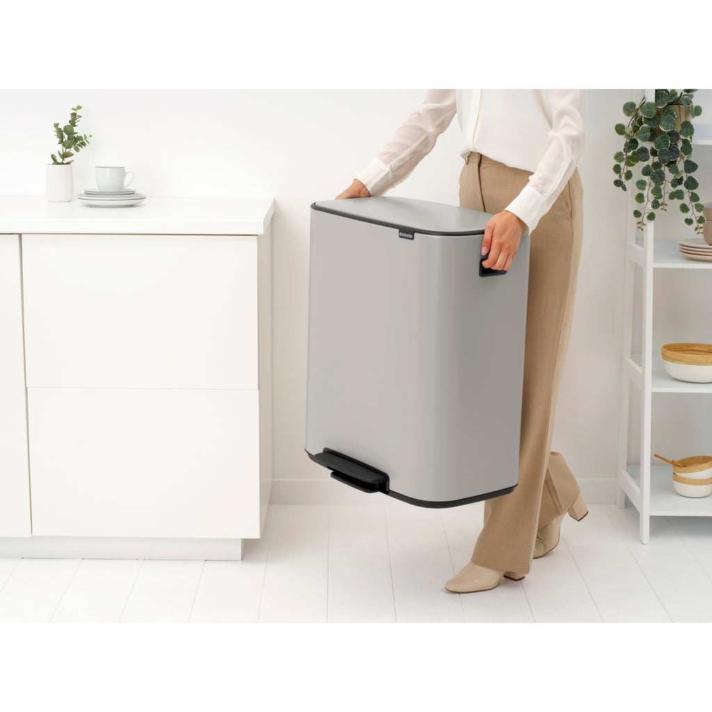 Brabantia Bo 2 x 30L Dual Compartment Pedal Bin - Soft Grey (255069)