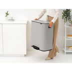 Brabantia Bo 2 x 30L Dual Compartment Pedal Bin - Soft Grey (255069)