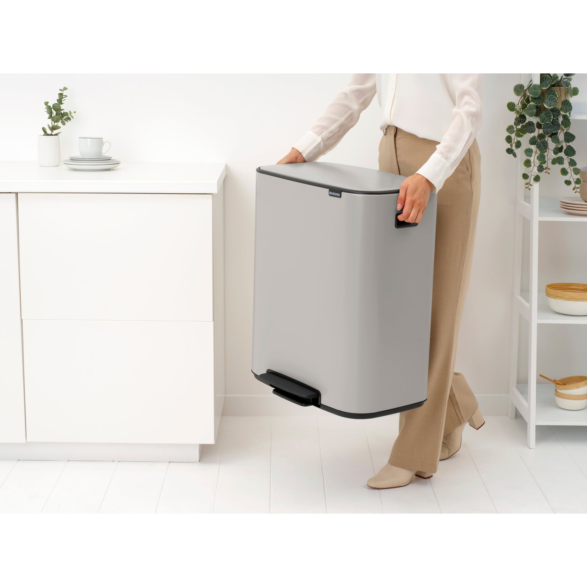 Brabantia Bo 2 x 30L Dual Compartment Pedal Bin - Soft Grey (255069)