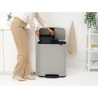 Brabantia Bo 2 x 30L Dual Compartment Pedal Bin - Soft Grey (255069)