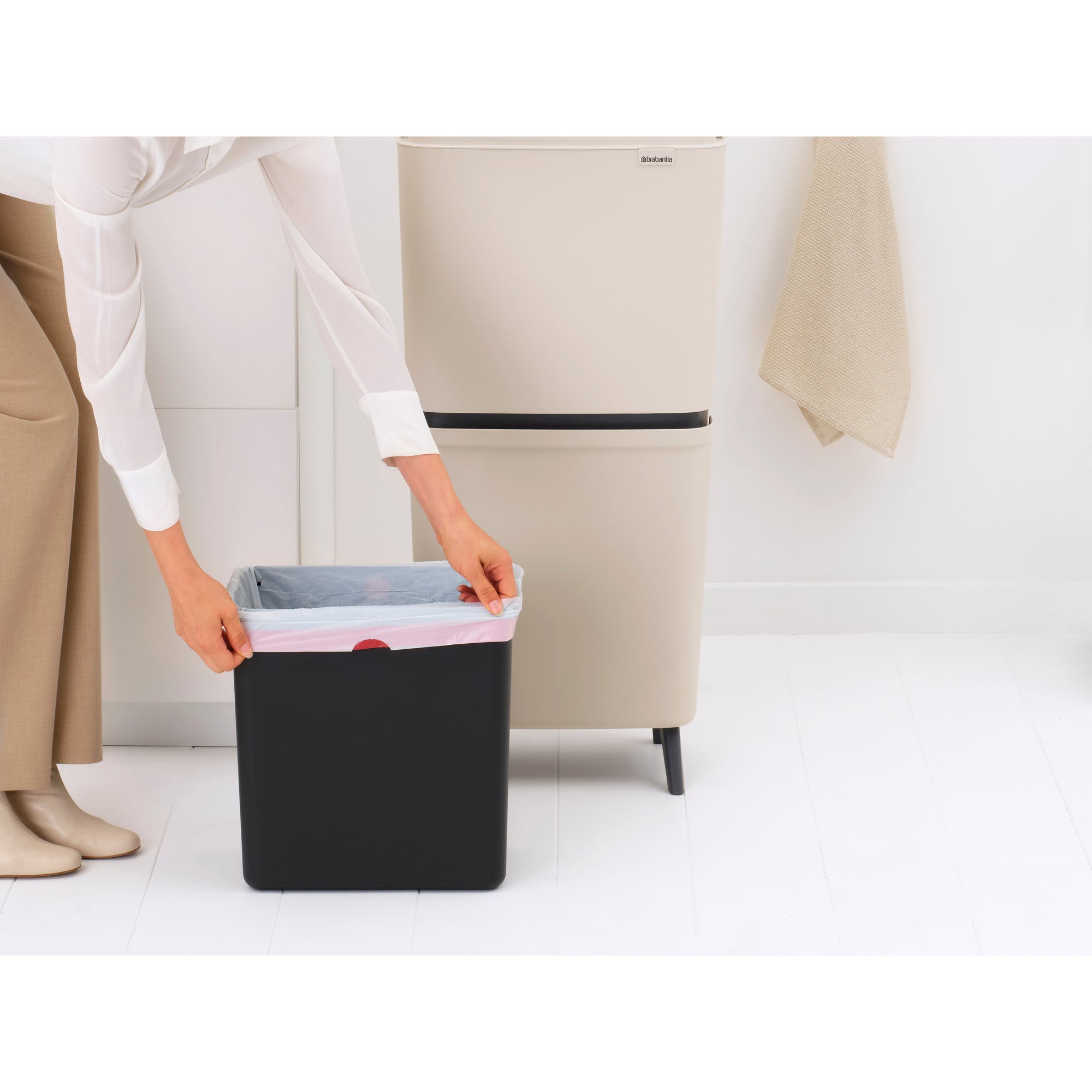Brabantia SortUp Dual Compartment Recycle Bin Hi 20 + 25 Litre - Soft Beige (275005)