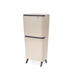 Brabantia SortUp Recycle Bin Hi with 3 Compartments, 10 + 10 + 25 Litre - Soft Beige (275029)