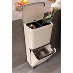 Brabantia SortUp Recycle Bin Hi with 3 Compartments, 10 + 10 + 25 Litre - Soft Beige (275029)