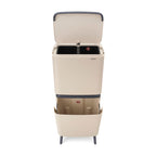 Brabantia SortUp Recycle Bin Hi with 3 Compartments, 10 + 10 + 25 Litre - Soft Beige (275029)