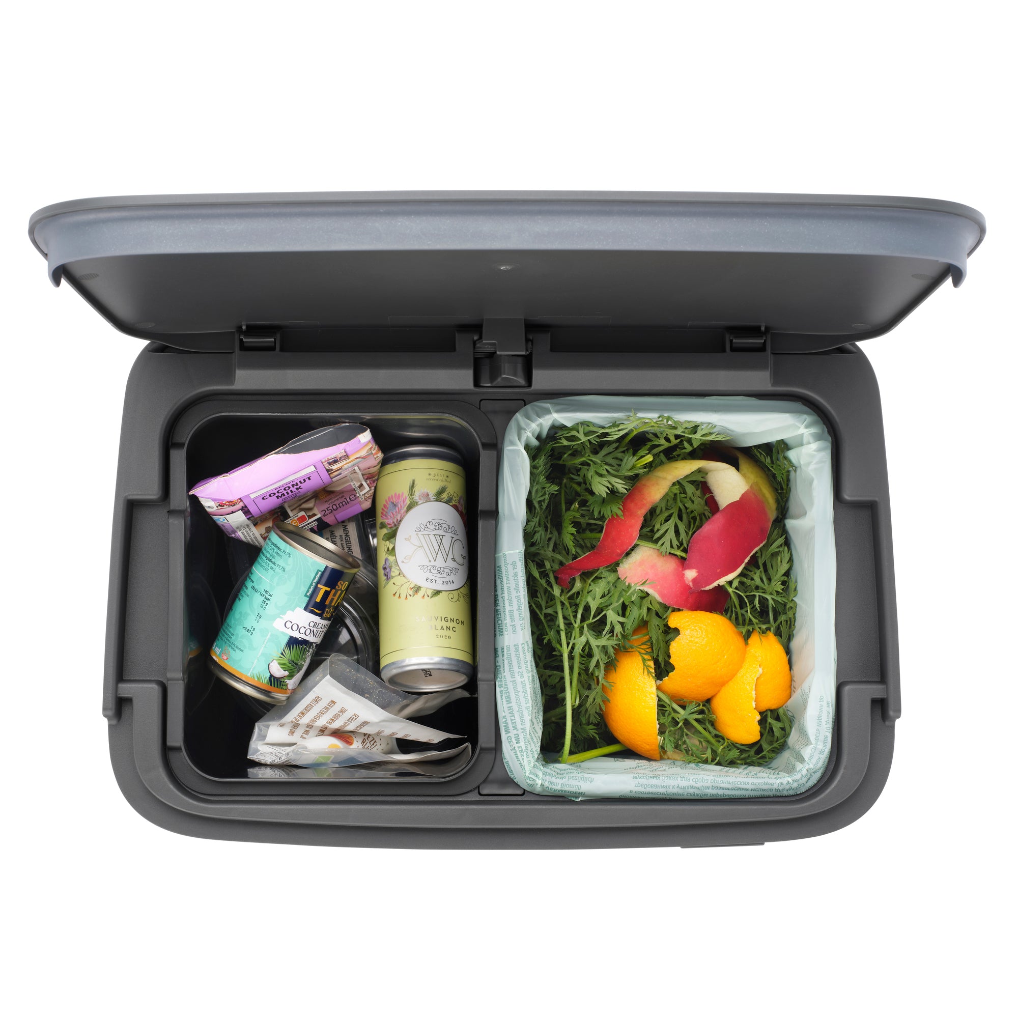 Brabantia SortUp Recycle Bin Hi with 3 Compartments, 10 + 10 + 25 Litre - Dark Grey (275043)