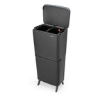 Brabantia SortUp Recycle Bin Hi with 3 Compartments, 10 + 10 + 25 Litre - Dark Grey (275043)