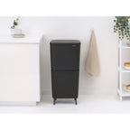 Brabantia SortUp Recycle Bin Hi with 3 Compartments, 10 + 10 + 25 Litre - Dark Grey (275043)
