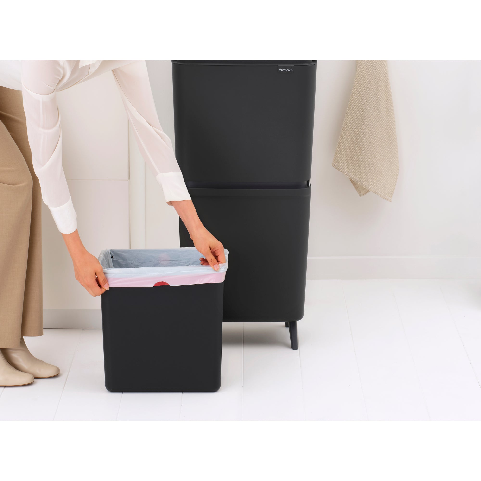 Brabantia SortUp Dual Compartment Recycle Bin Hi 20 + 25 Litre - Dark Grey (275067)