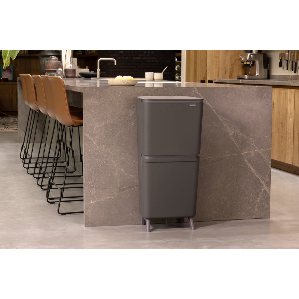 Brabantia SortUp Dual Compartment Recycle Bin Hi 20 + 25 Litre - Dark Grey (275067)