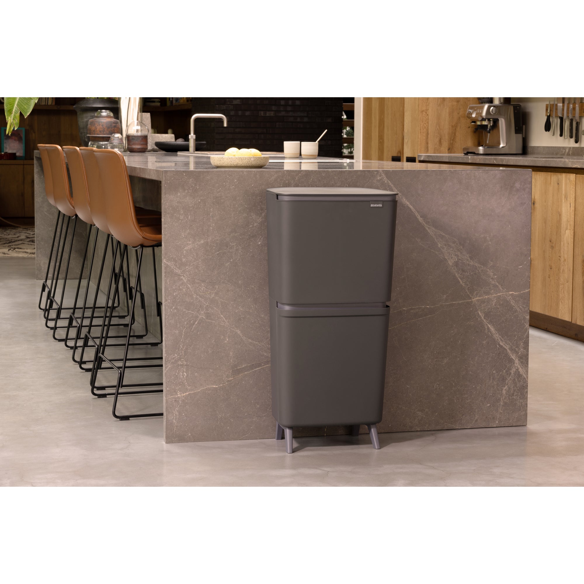 Brabantia SortUp Dual Compartment Recycle Bin Hi 20 + 25 Litre - Dark Grey (275067)