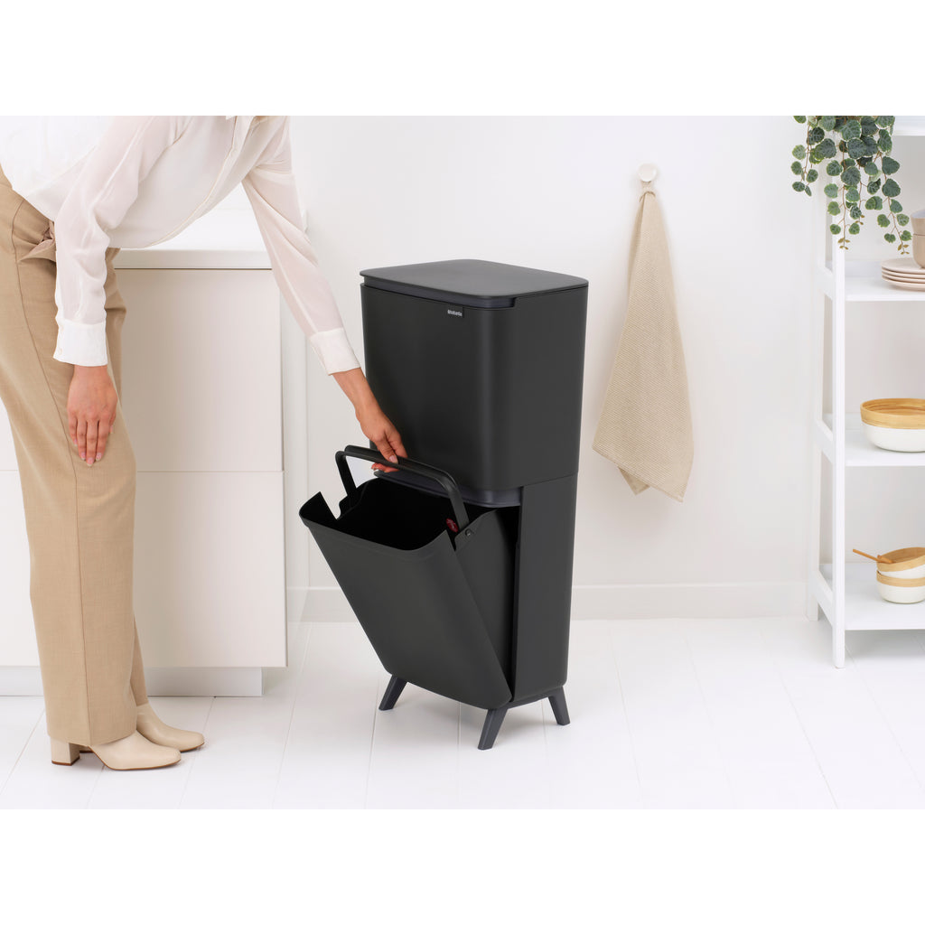 Brabantia SortUp Dual Compartment Recycle Bin Hi 20 + 25 Litre - Dark Grey (275067)