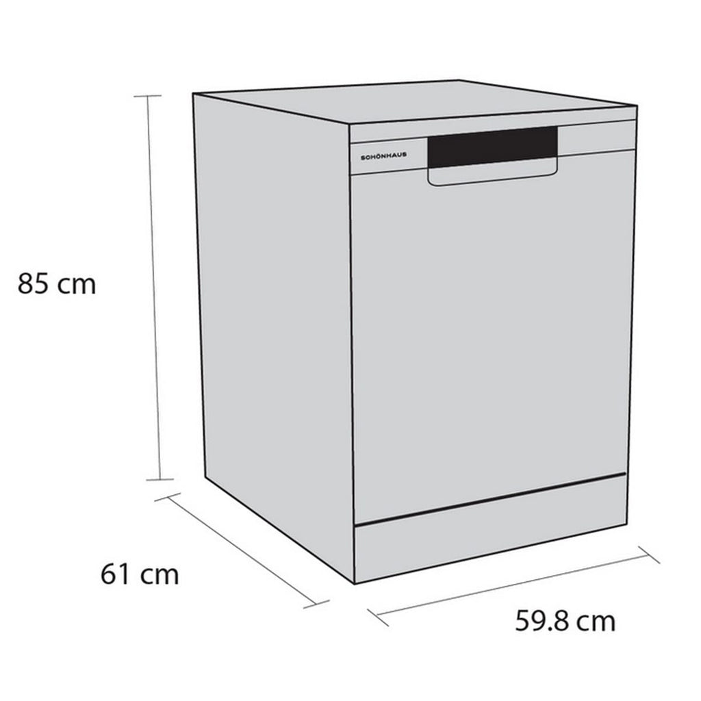 Schönhaus DWSF0115FSBG 15 Place Setting Freestanding Dishwasher, 60cm Wide, Graphite image 2