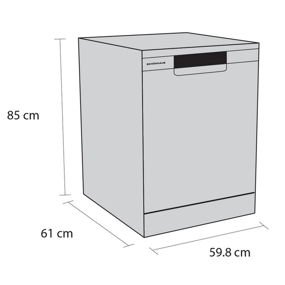Schönhaus DWSF0115FSBG 15 Place Setting Freestanding Dishwasher, 60cm Wide, Graphite image 2