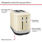 KitchenAid Manual Control 2 Slot Toaster in Almond Cream 5KMT2109BAC image 1