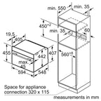 Bosch CSG7361B1 Built-In Electric Compact Oven with Steam / AirFry Function, 45cm High, Black image 7